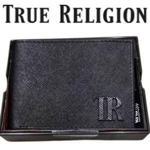 True Religion TR Louis Logo Bifold Wallet- Black